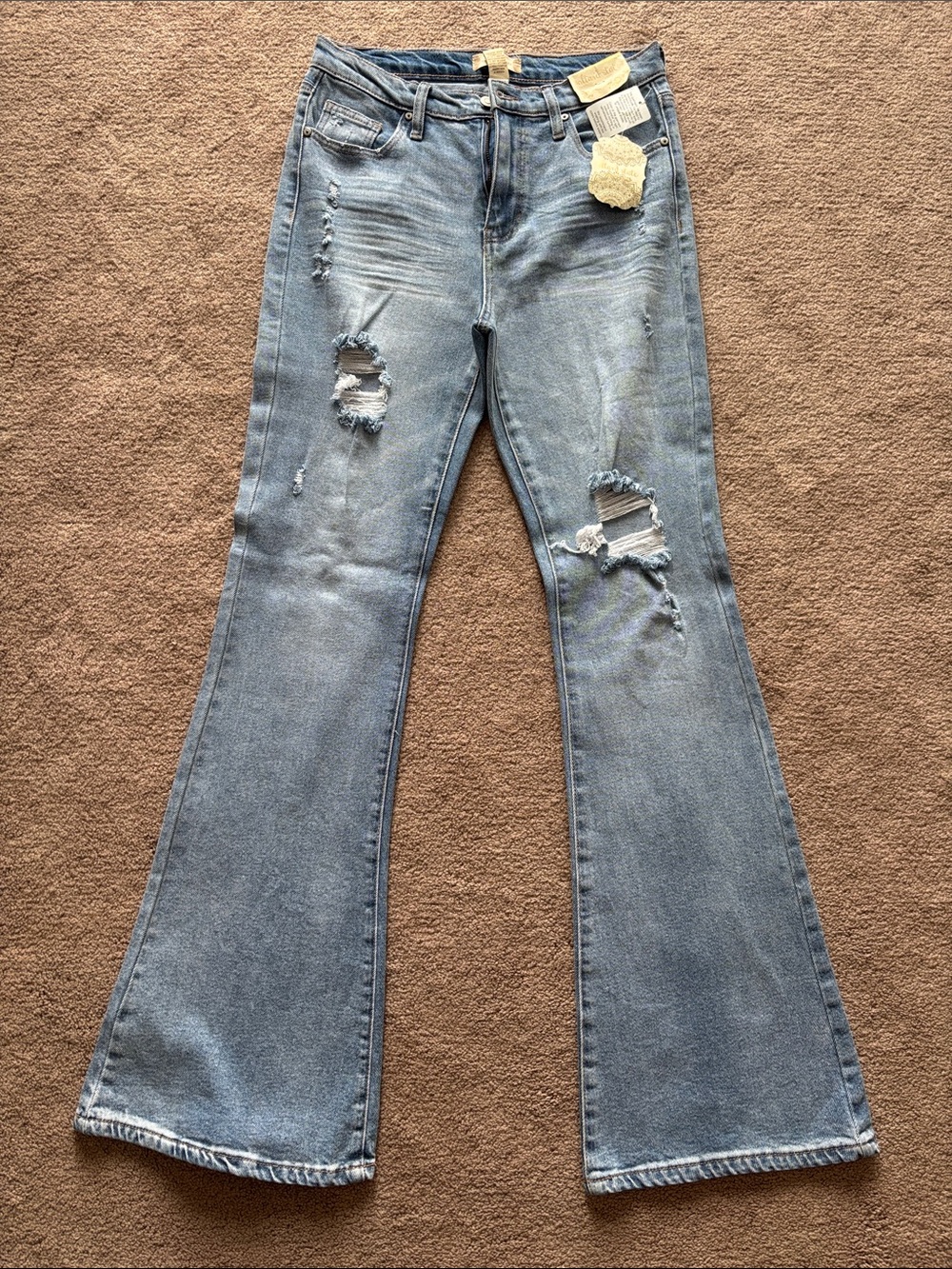 Altar'd State Light Blue Distressed Flare Jeans